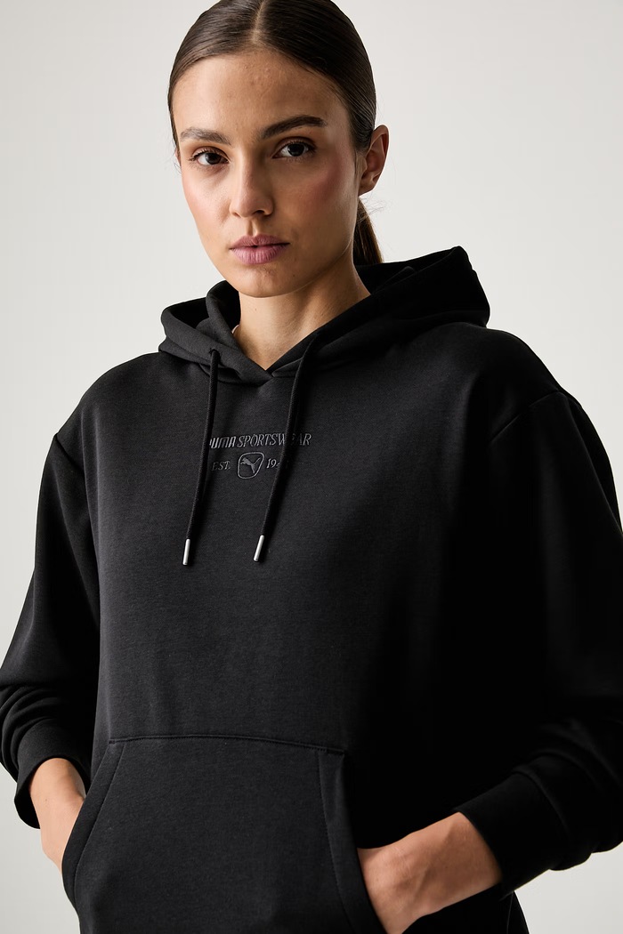 Puma bluza z kapturem damska z bawełną CLASS czarny 694009