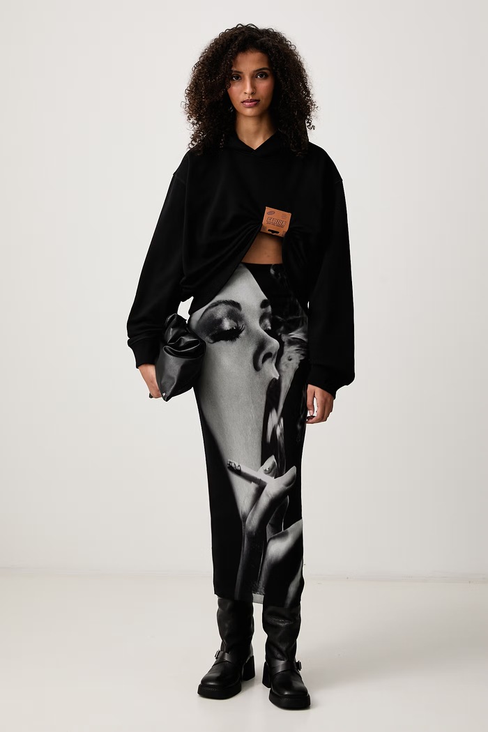 Jean Paul GAULTIER Bluza z kapturem bawełniana damska 26.04.W.PO084.J085 czarny AW26