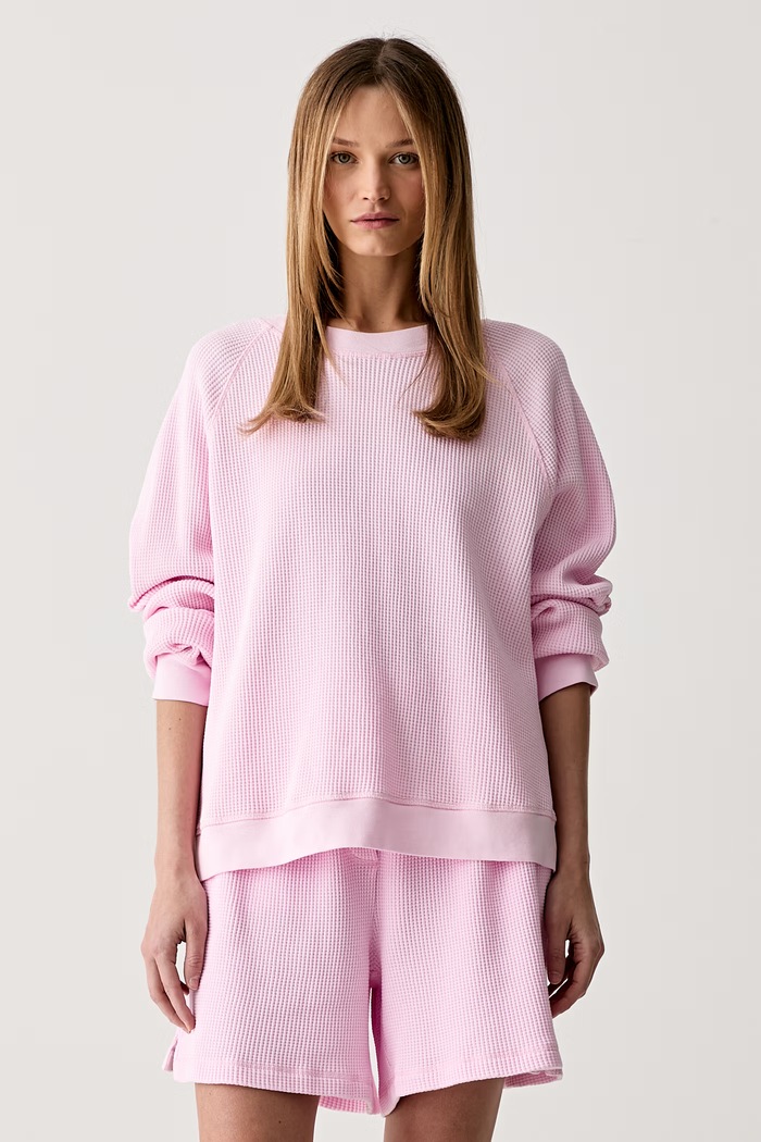 American Vintage bluza oversize damska bawełniana różowy USC03A