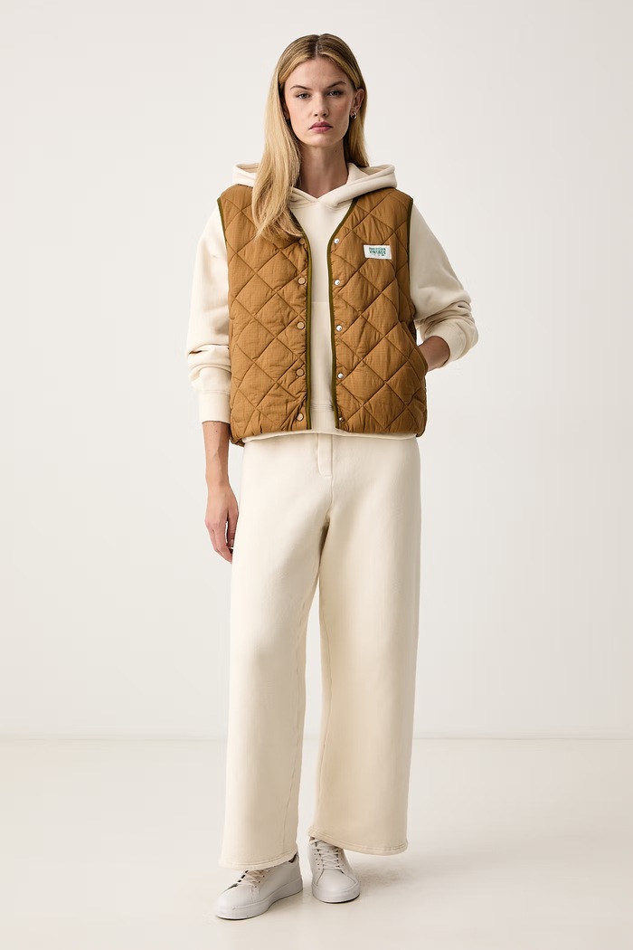 American Vintage Bluza z kapturem damska bawełniana z elastanem COJ03A beżowy AW26