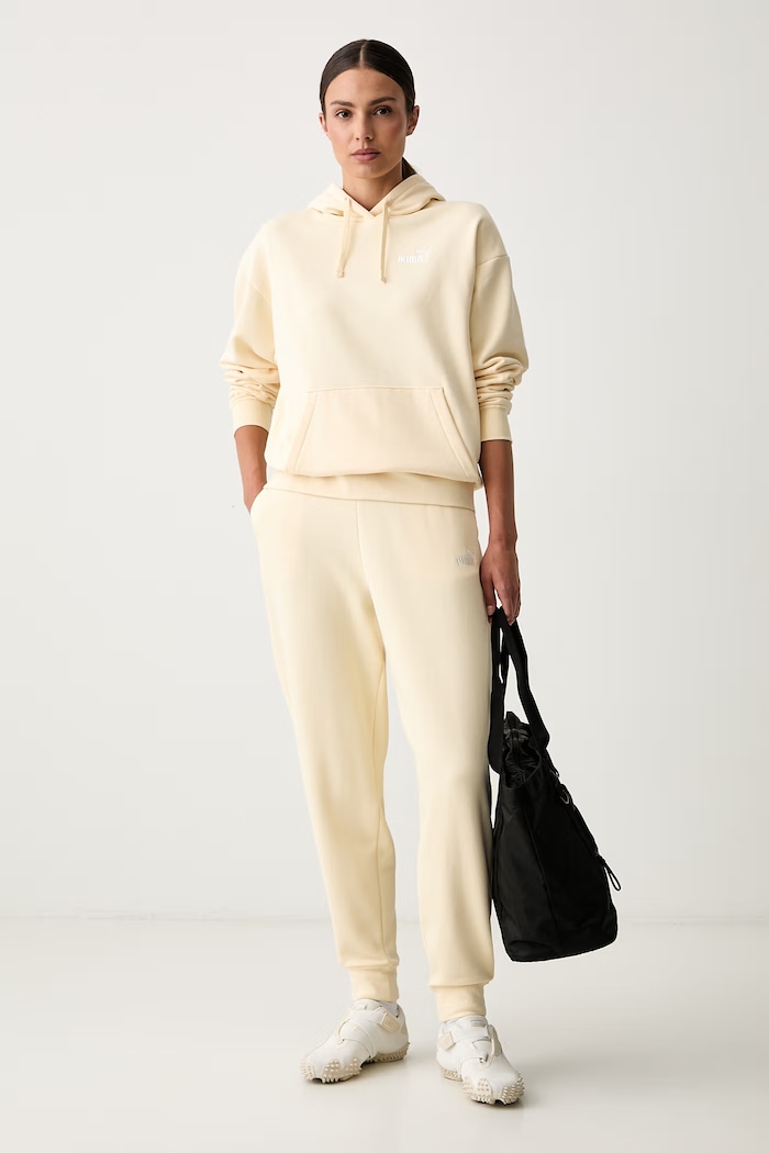 Puma bluza z kapturem damska z bawełną Essentials 682397 żółty AW26