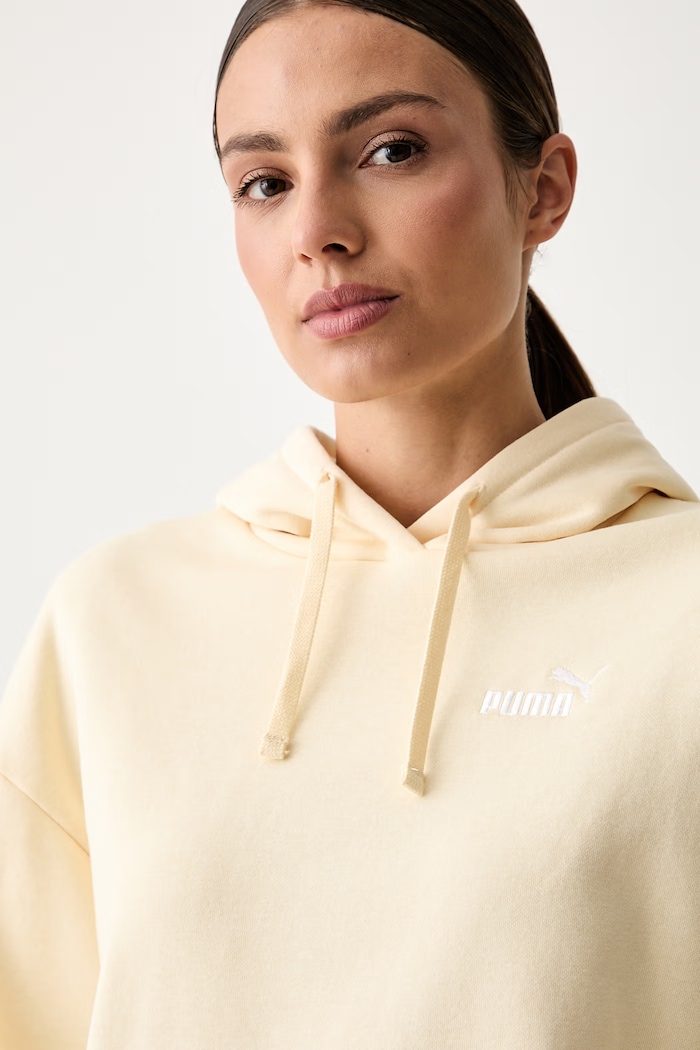 Puma bluza z kapturem damska z bawełną Essentials żółty 682397