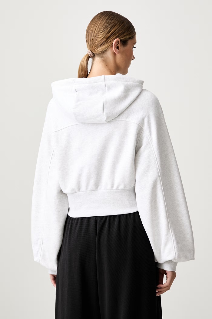 Odzież Puma bluza z kapturem damska bawełniana Essentials Cropped Balloon 636671 szary