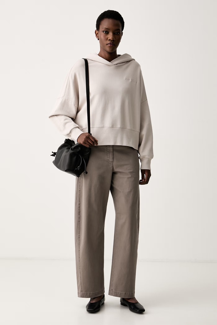 Marc O'Polo bluza z kapturem damska bawełniana 5000012424 beżowy AW26