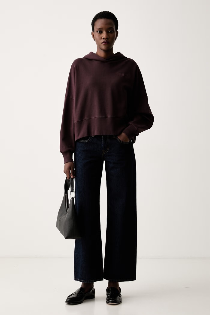Marc O'Polo bluza z kapturem damska bawełniana 5000012424 bordowy AW26