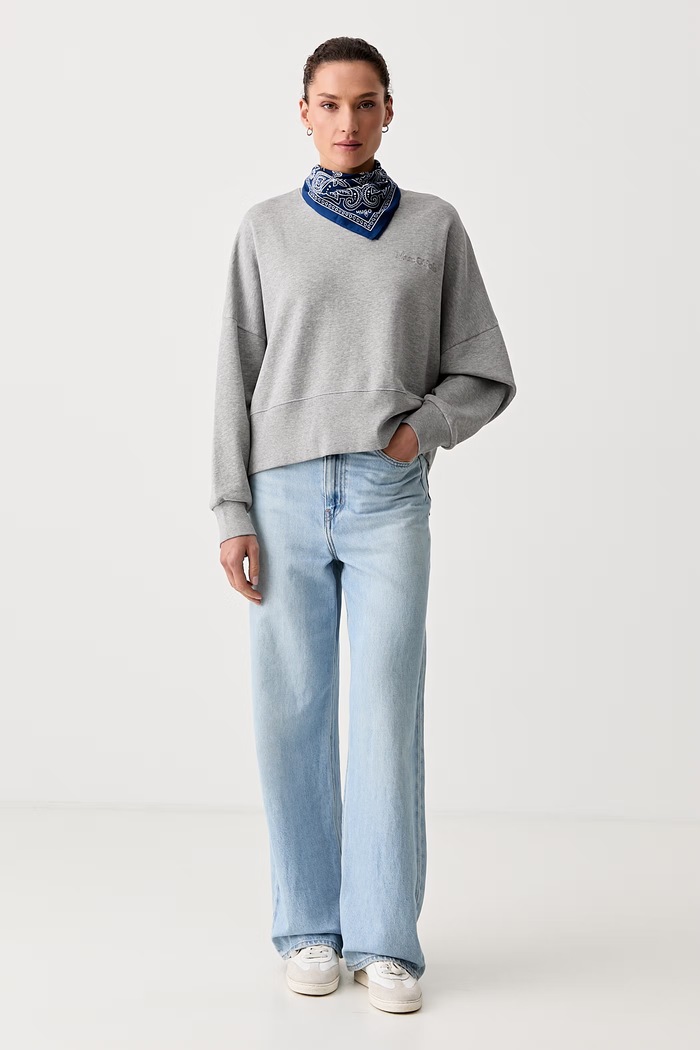Marc O'Polo bluza damska bawełniana 5000012423 szary AW26