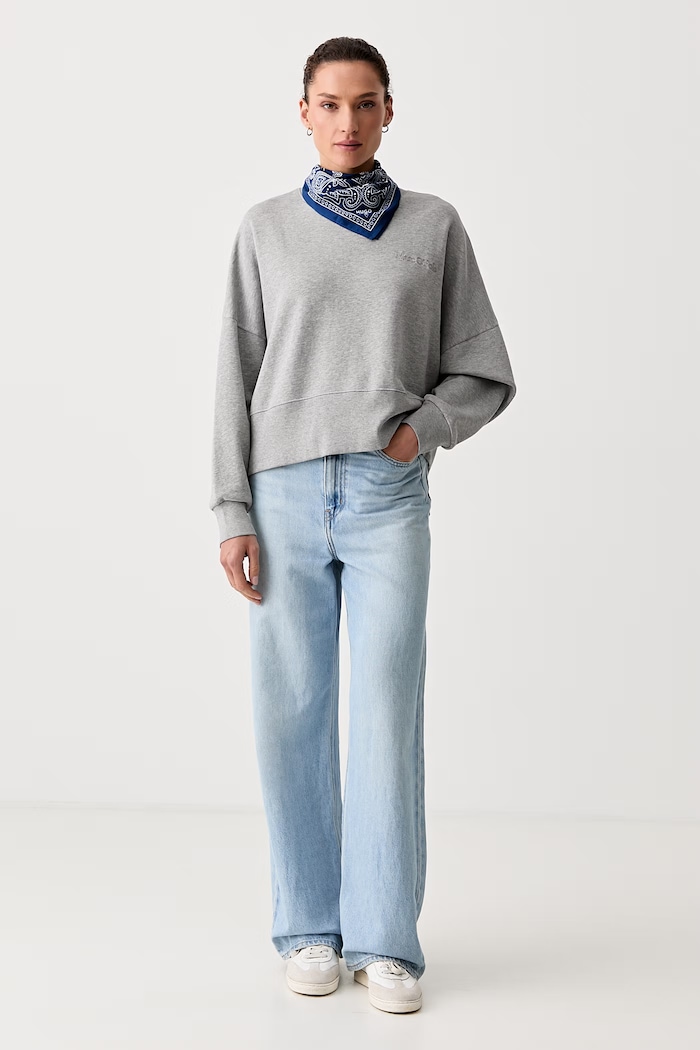 Marc O'Polo bluza damska bawełniana 5000012423 szary AW26