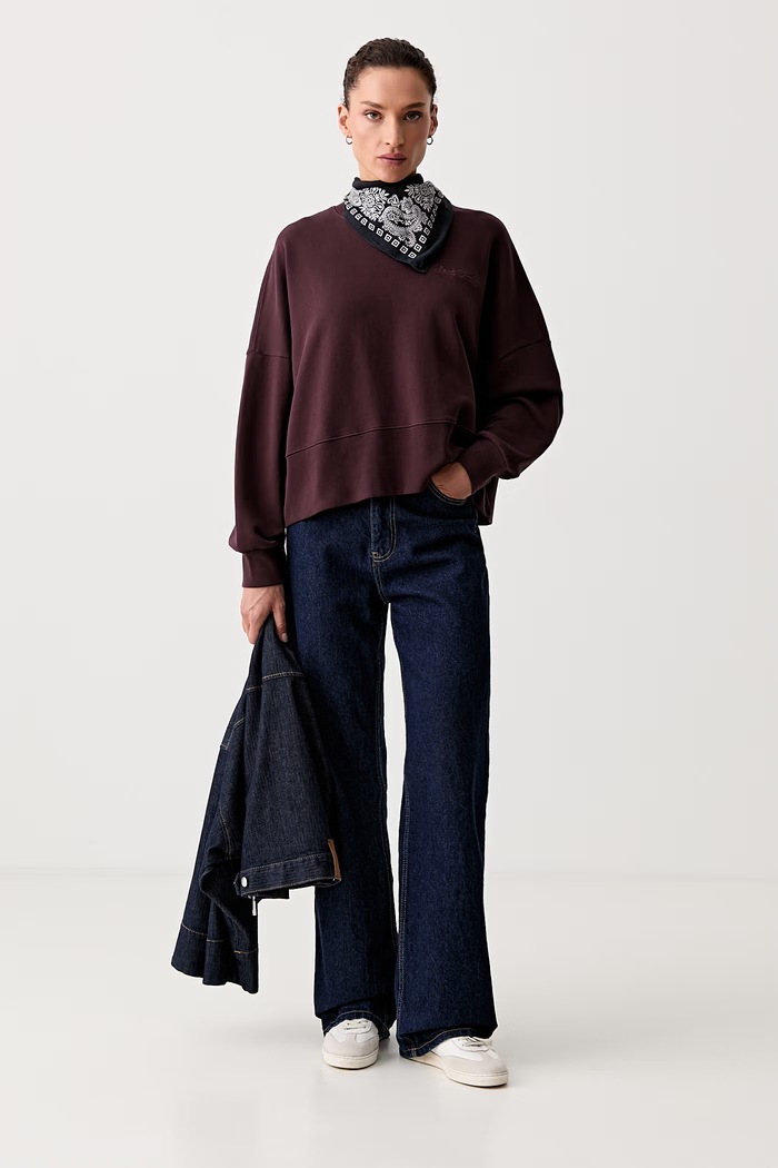 Marc O'Polo bluza damska bawełniana 5000012423 bordowy AW26
