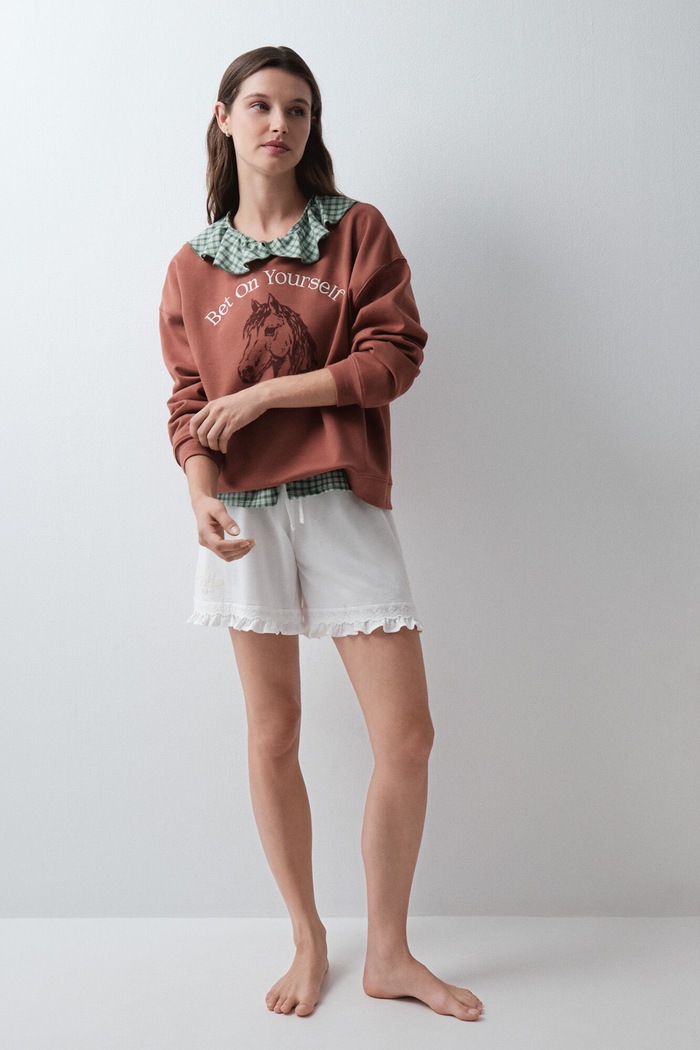 Odzież women'secret Bluza damska z bawełną 3274549 pomarańczowy