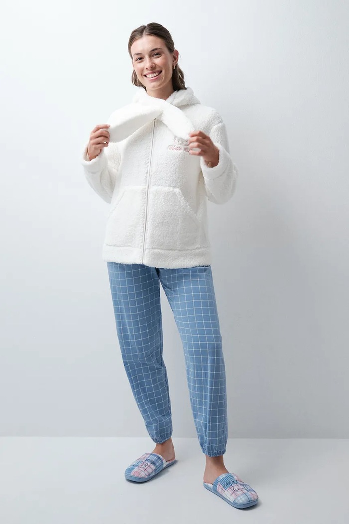 Odzież women'secret Bluza rozpinana z kapturem damska 4414343 beżowy