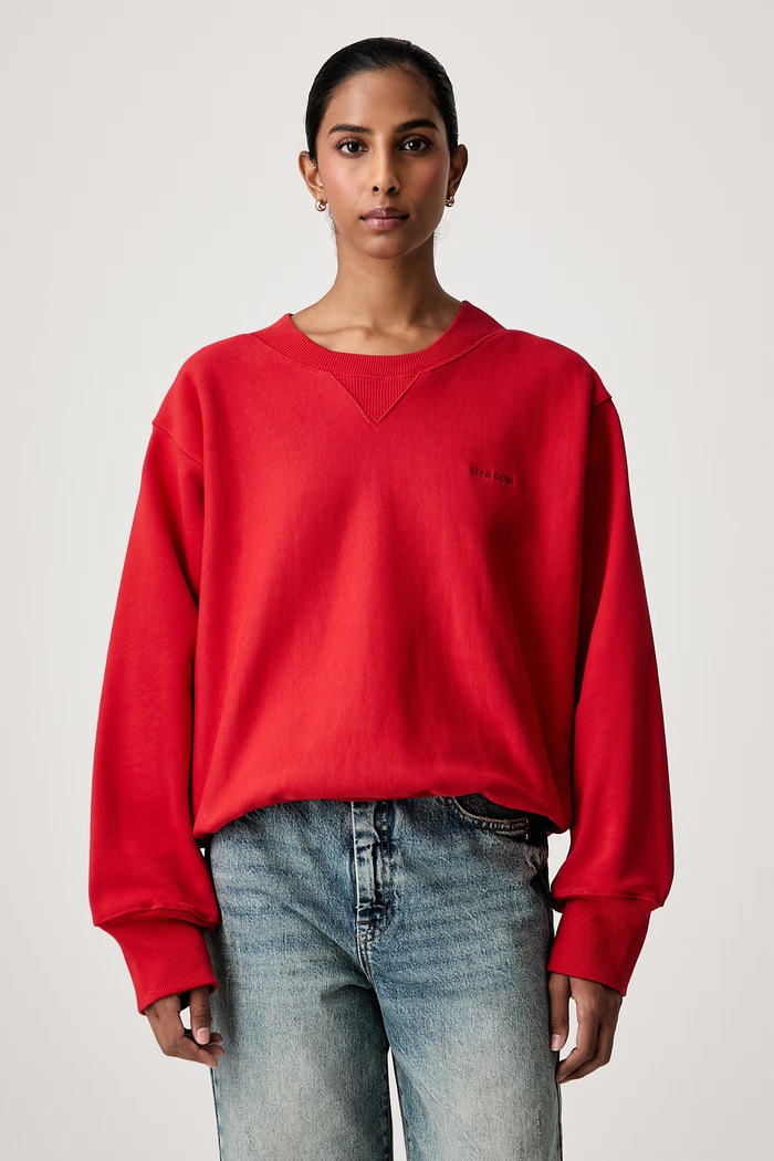 Stine Goya Bluza oversize damska bawełniana czerwony SG.AW26.T248.2537