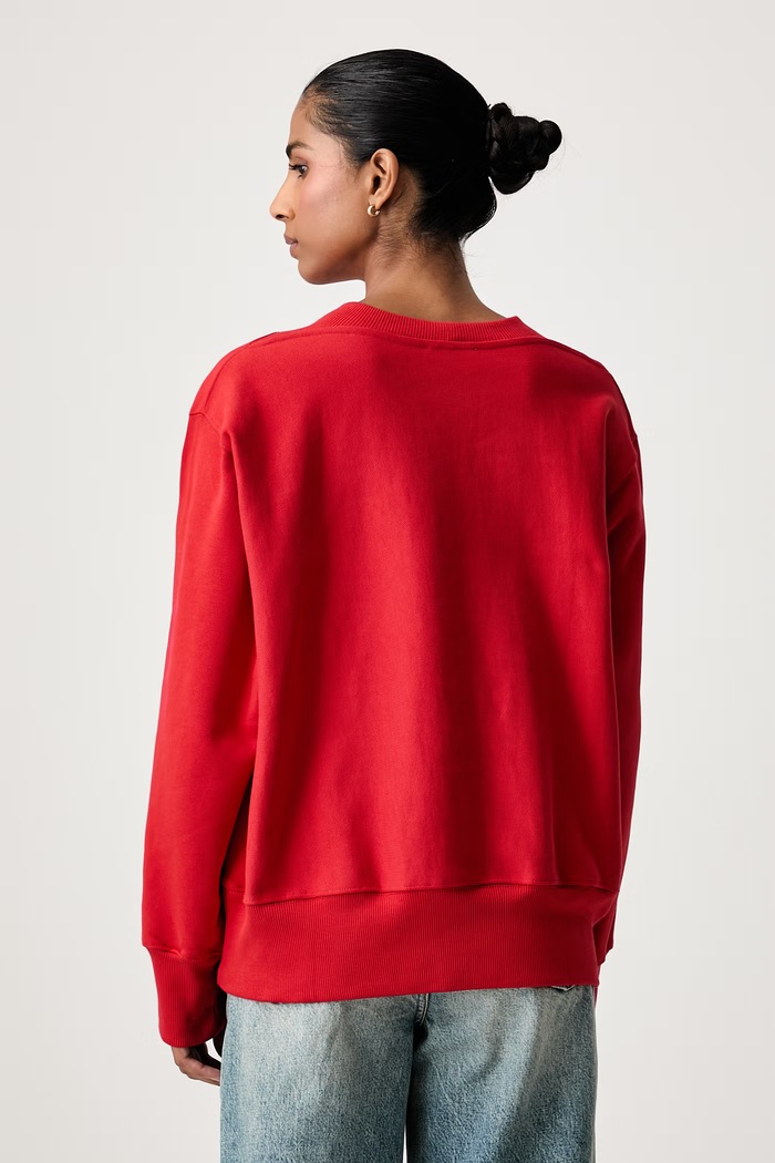 Odzież Stine Goya Bluza oversize damska bawełniana SG.AW26.T248.2537 czerwony