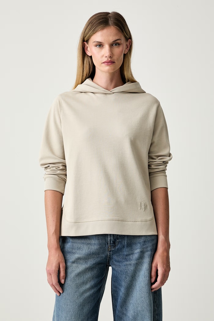 Joop! bluza z kapturem damska z bawełną beżowy 30103818