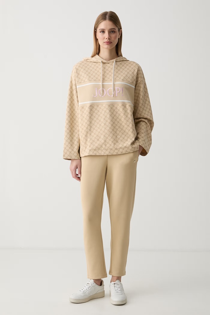 Joop! mikina s kapucňou dámska s bavlnou 30103420 béžová AW26