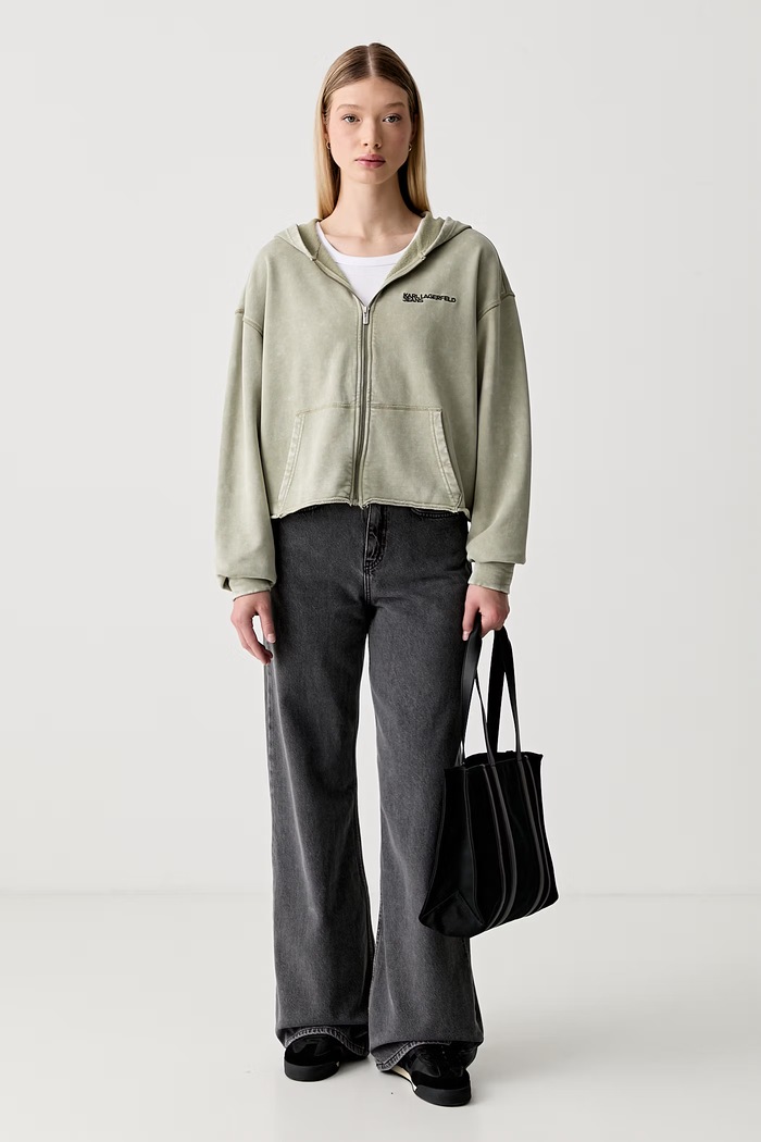 Karl Lagerfeld Jeans bluza oversize damska bawełniana B3W20020 zielony AW26
