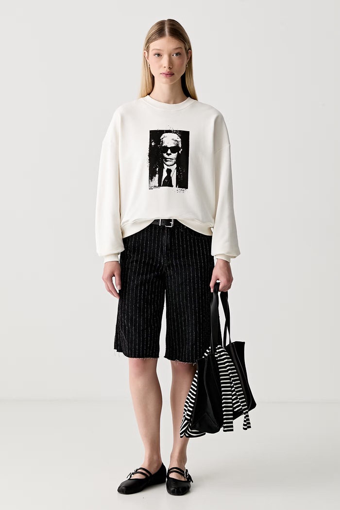 Karl Lagerfeld Jeans bluza damska bawełniana B3W20018 beżowy AW26