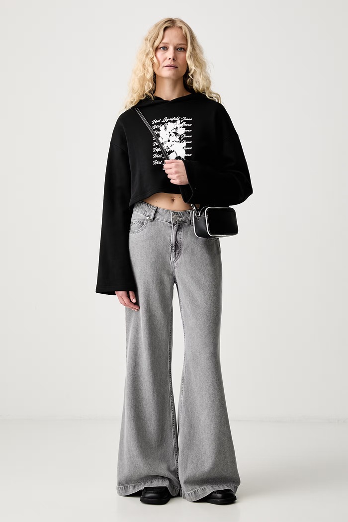 Karl Lagerfeld Jeans μπλούζα με κουκούλα γυναικεία βαμβακερή B3W20014 μαύρο AW26