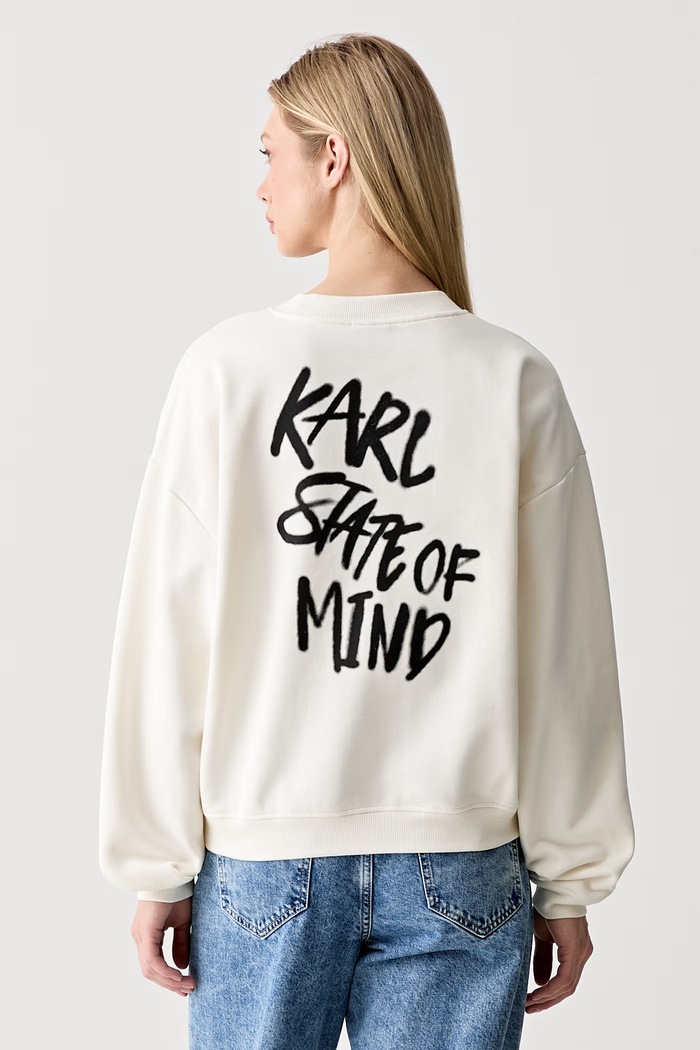 Karl Lagerfeld Jeans oversize mikina dámská bavlněná béžová B3W20012