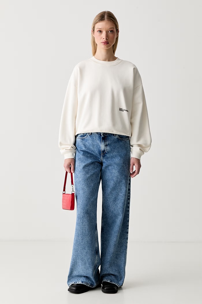Karl Lagerfeld Jeans oversize mikina dámská bavlněná B3W20012 béžová AW26