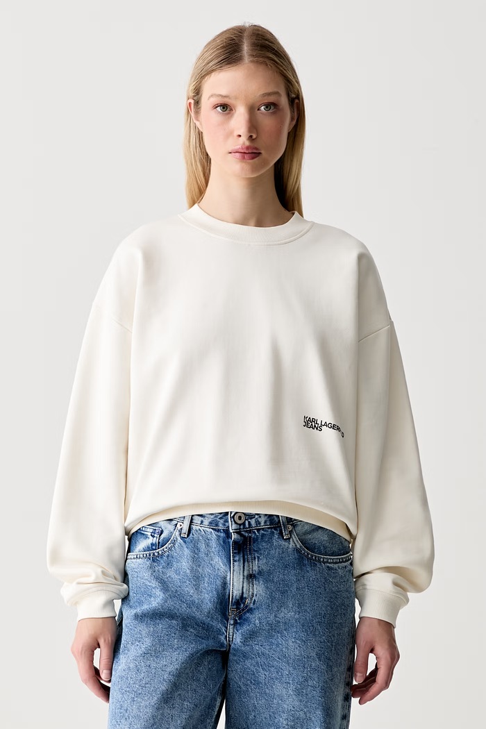 Oblečení Karl Lagerfeld Jeans oversize mikina dámská bavlněná B3W20012 béžová