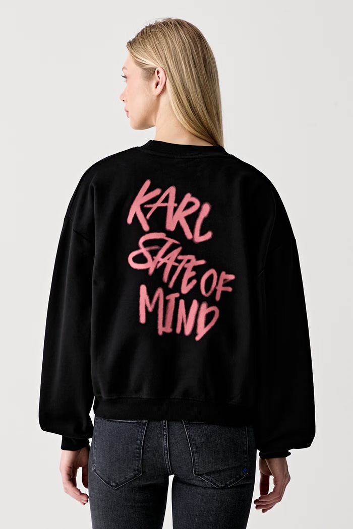 Karl Lagerfeld Jeans oversize mikina dámská bavlněná černá B3W20012
