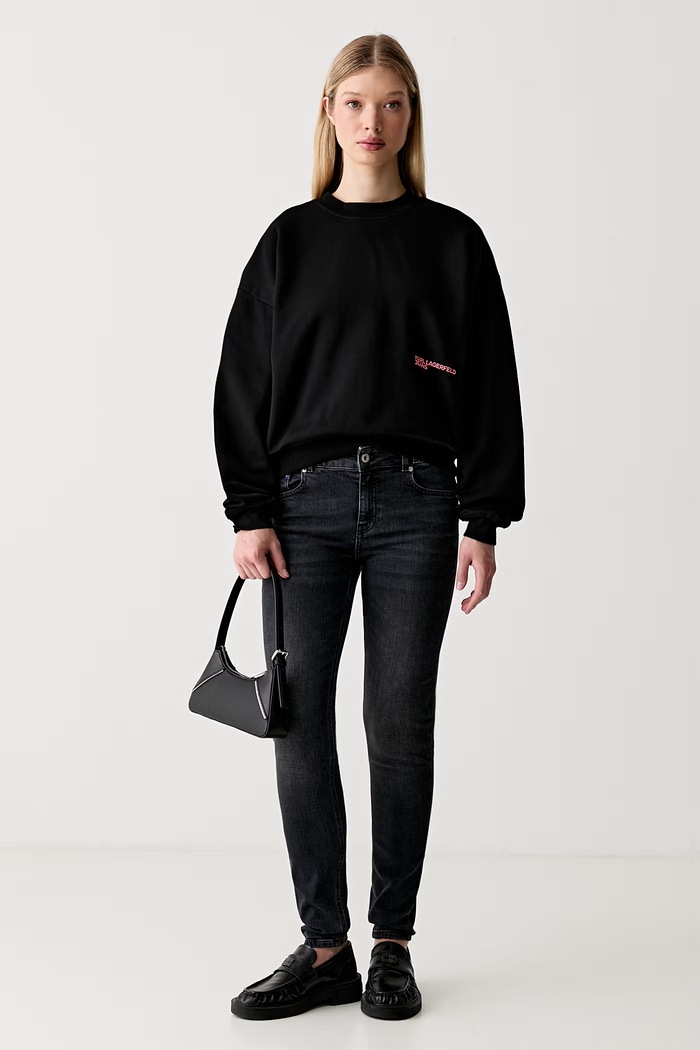 Karl Lagerfeld Jeans oversize mikina dámská bavlněná B3W20012 černá AW26