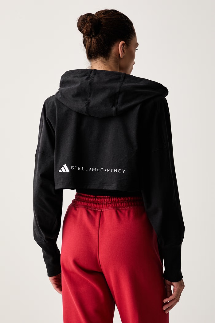 Odzież adidas by Stella McCartney bluza z kapturem damska bawełniana KV6931 czarny