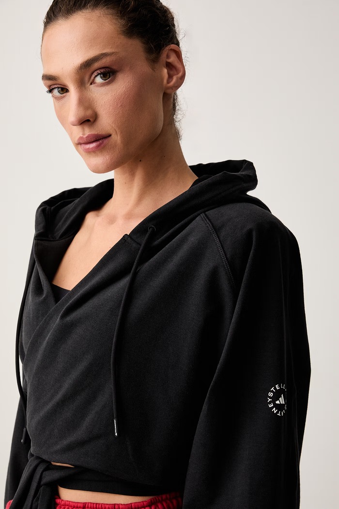 adidas by Stella McCartney bluza z kapturem damska bawełniana czarny KV6931