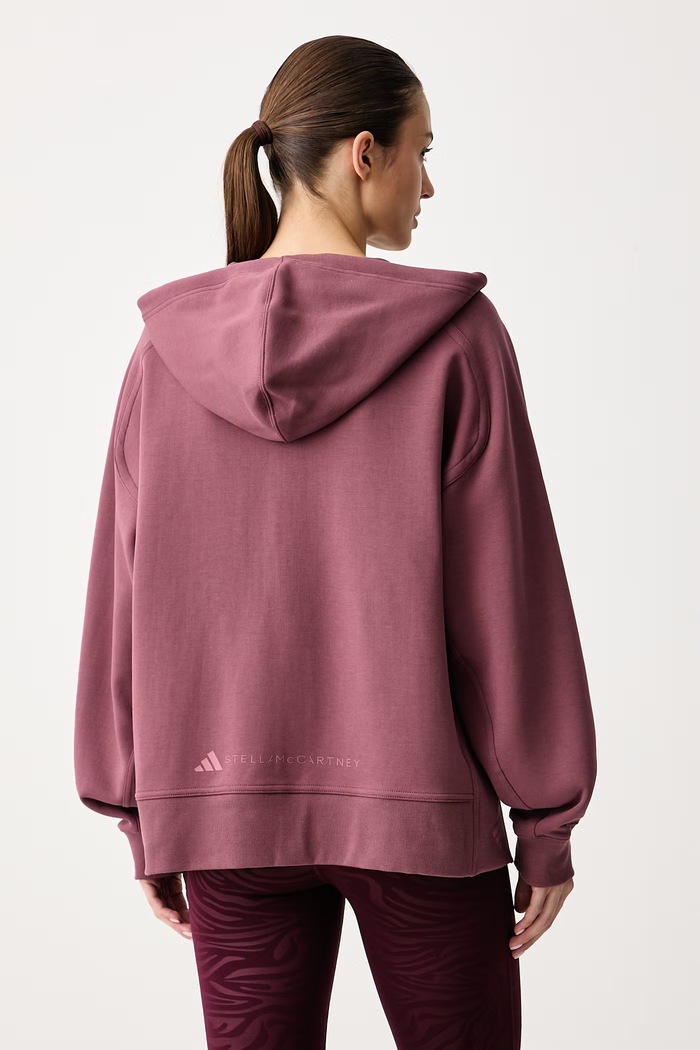Oblečenie adidas by Stella McCartney Mikina na zips s kapucňou dámska s bavlnou KR6225 fialová