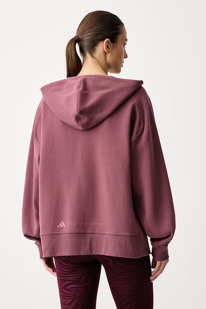 Oblečenie adidas by Stella McCartney Mikina na zips s kapucňou dámska s bavlnou KR6225 fialová