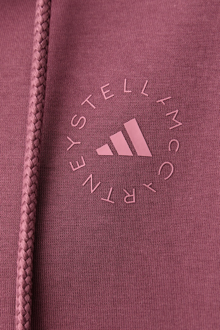 Mikina na zips s kapucňou dámska s bavlnou adidas by Stella McCartney fialová KR6225