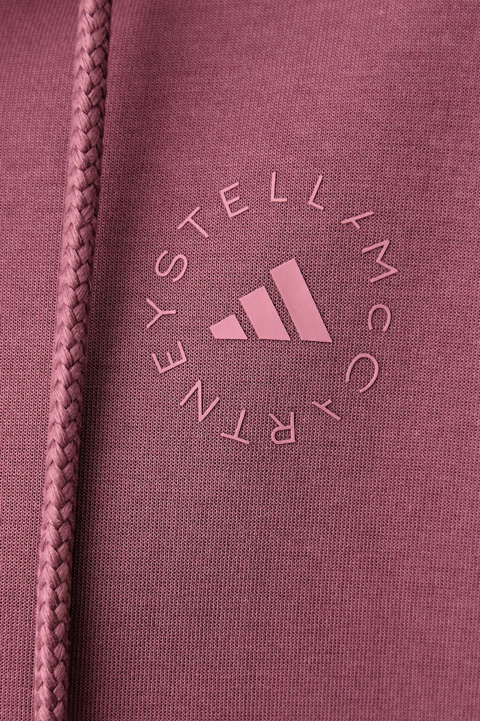 Mikina na zips s kapucňou dámska s bavlnou adidas by Stella McCartney fialová KR6225