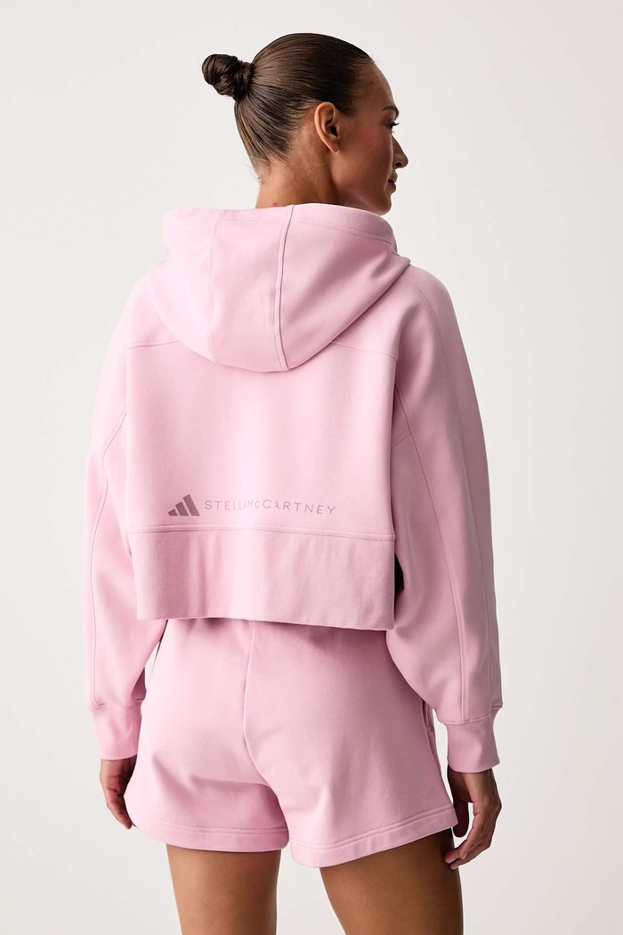 Ρούχα adidas by Stella McCartney Μπλούζα με κουκούλα και κουμπιά Γυναικεία με βαμβάκι KR6289 ροζ