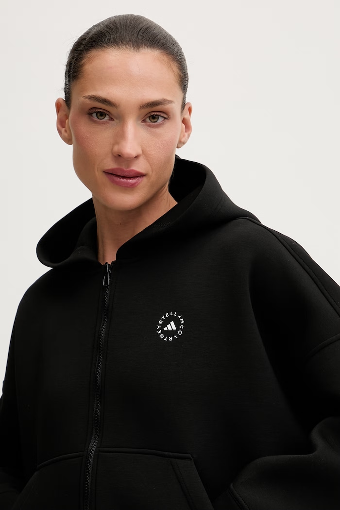 adidas by Stella McCartney суичър с качулка дамски черен JV7036