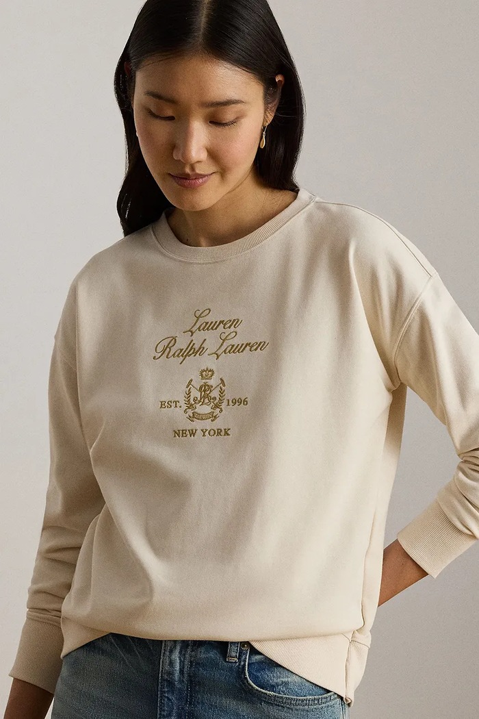 Lauren Ralph Lauren bluza damska z bawełną beżowy 200P13944