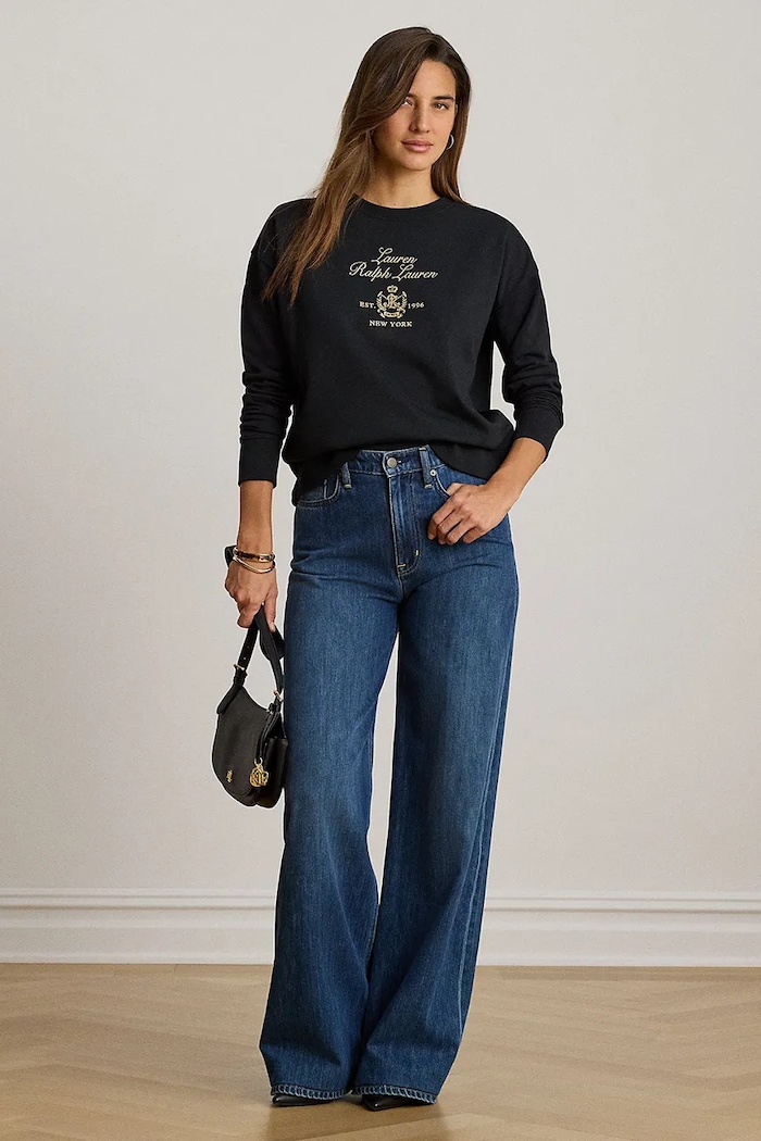 Odzież Lauren Ralph Lauren bluza damska z bawełną 200P13944 czarny