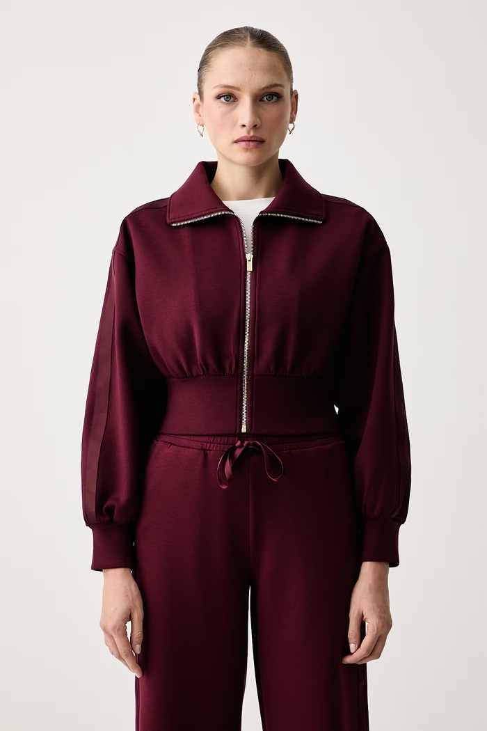 Twinset Mikina na zips dámska s viskózou burgundské 262TT2340