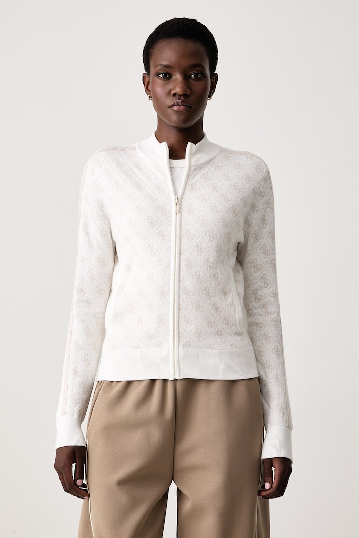 Guess Bluza rozpinana damska z dodatkiem wełny ANEIRA beżowy V6BR03.Z1482