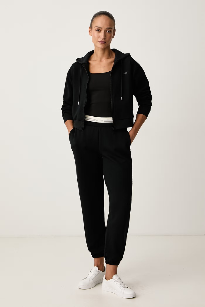 Guess Bluza rozpinana z kapturem damska z wiskozą BRIANNA V6BQ12.K6338 czarny AW26