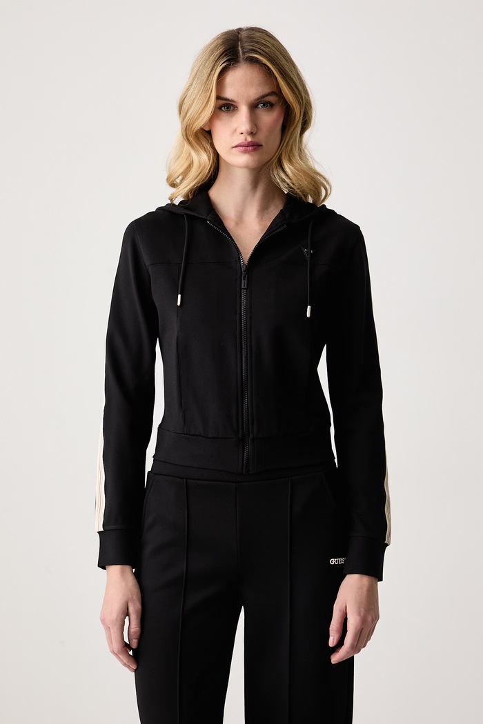 Guess Mikina na zips dámska s viskózou FAUSTA čierna V6BQ02.K6254