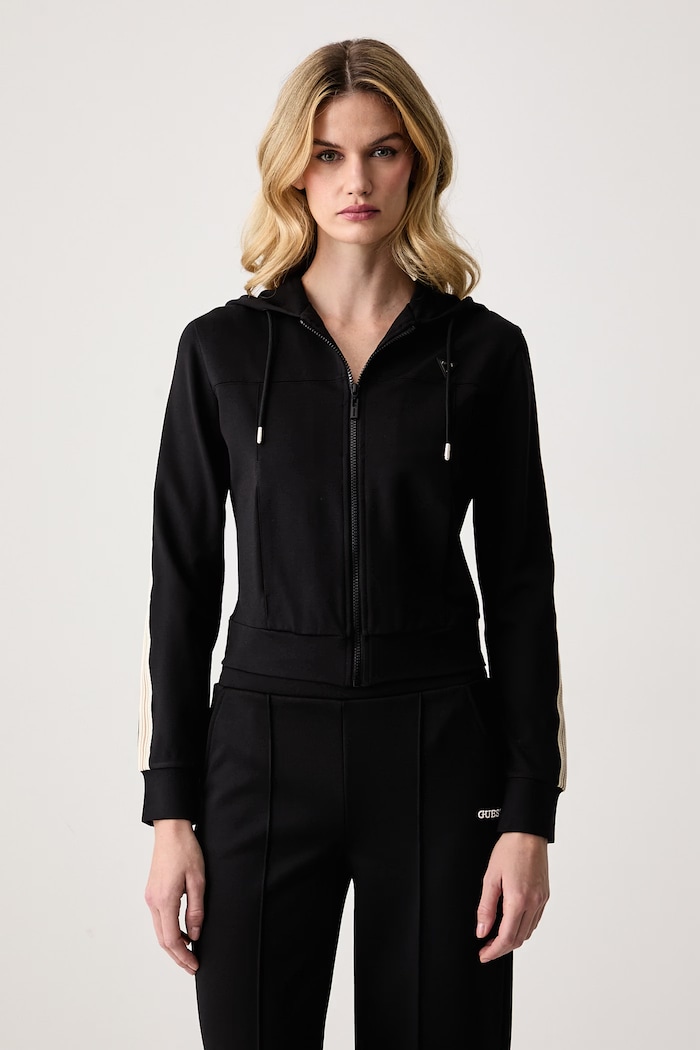 Guess Mikina na zips dámska s viskózou FAUSTA čierna V6BQ02.K6254