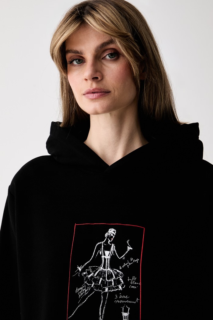 Karl Lagerfeld bluza z kapturem damska z bawełną czarny B3W20033