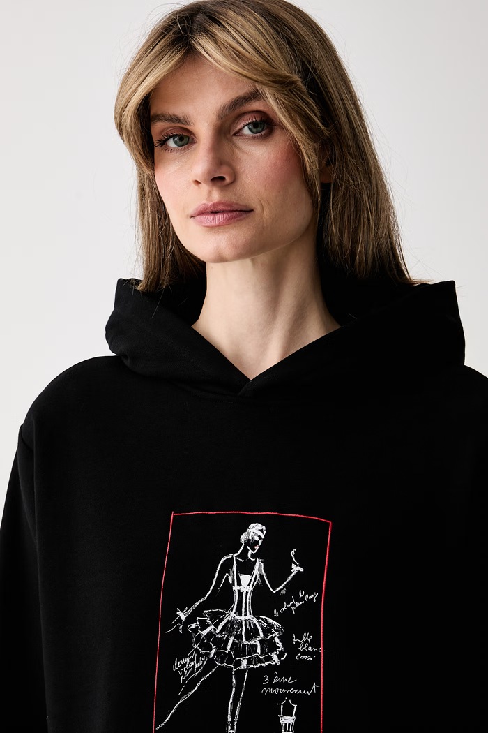 Karl Lagerfeld bluza z kapturem damska z bawełną czarny B3W20033