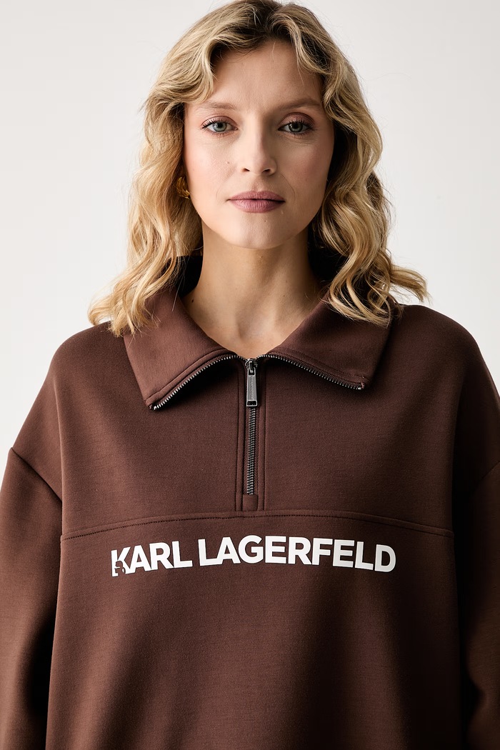Karl Lagerfeld μπλούζα γυναικεία με βισκόζη καφέ B3W44017