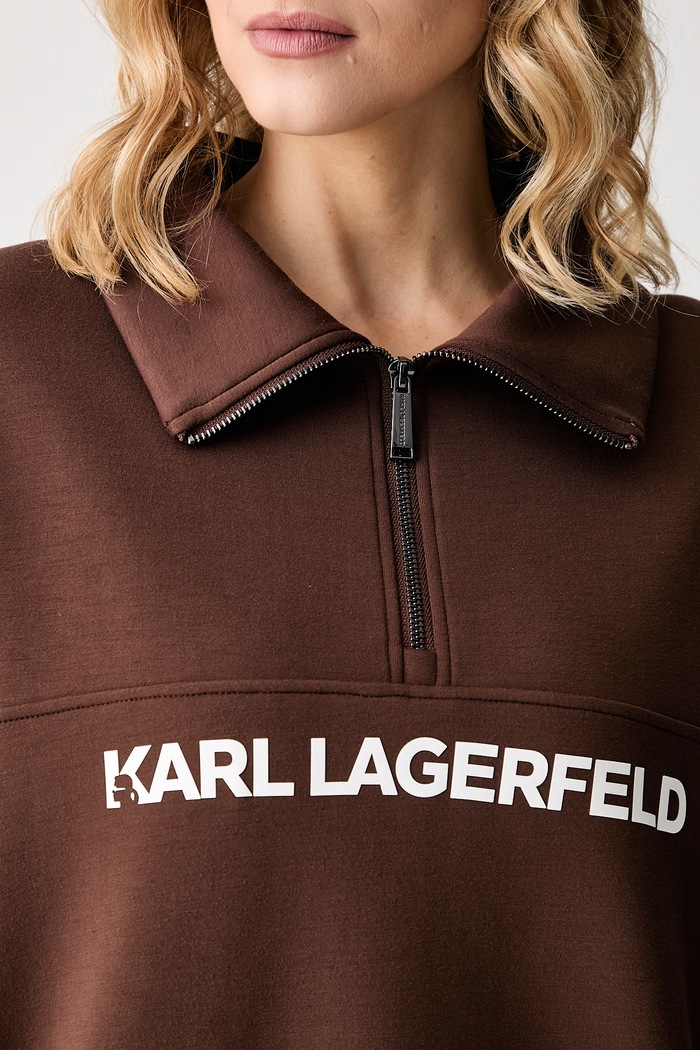 Karl Lagerfeld μπλούζα γυναικεία με βισκόζη B3W44017 καφέ