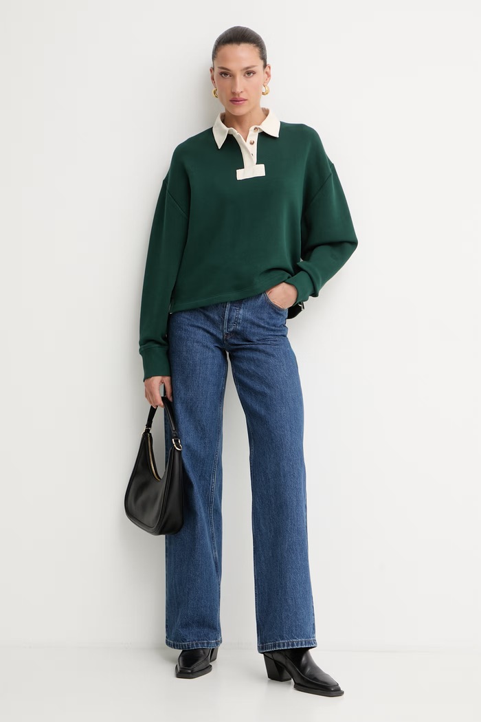rag & bone bluza damska Terry RE5I26PT3VW zielony AW26