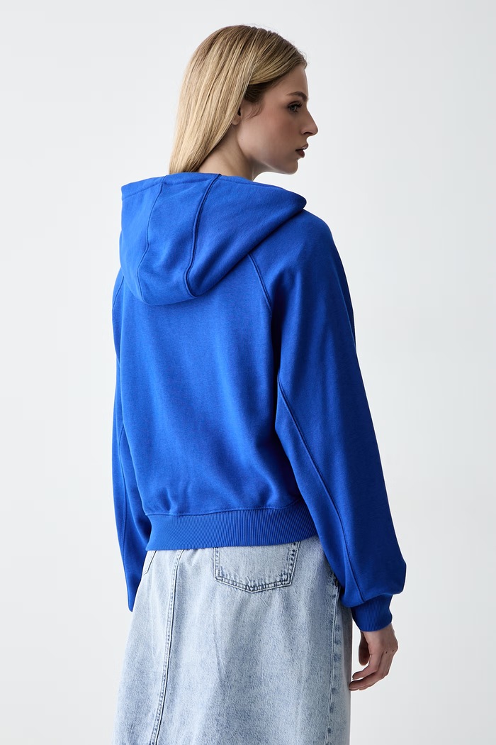 Oblačila Tommy Jeans pulover s kapuco ženski bombažen DW0DW22825 modra
