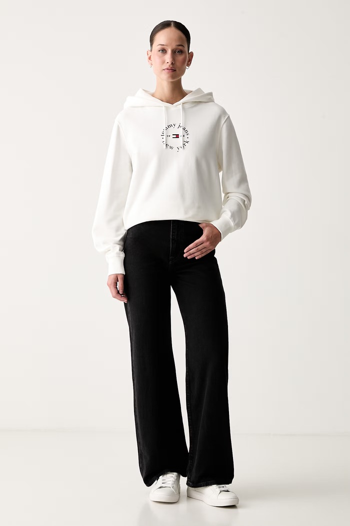 Tommy Jeans bluza z kapturem damska z bawełną DW0DW22823 biały AW26