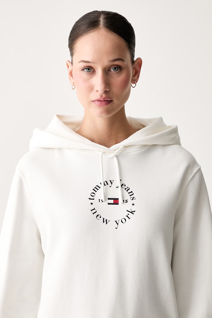Tommy Jeans bluza z kapturem damska z bawełną biały DW0DW22823