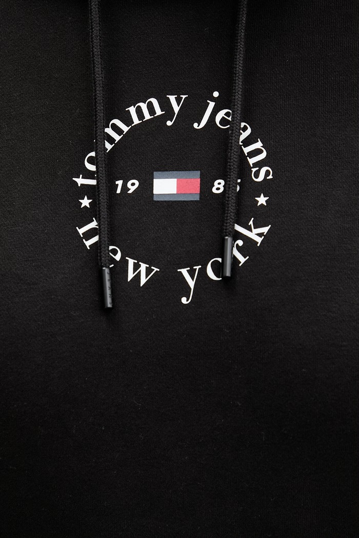 Tommy Jeans μπλούζα με κουκούλα γυναικεία με βαμβάκι DW0DW22823 μαύρο